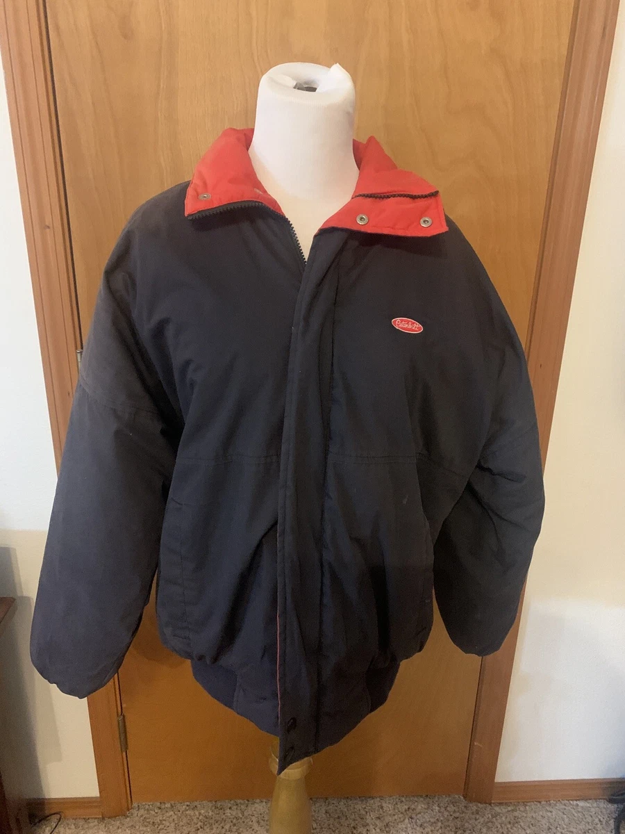 Men s VTG Peterbilt Trucking Black Red lined snap jacket S Retro