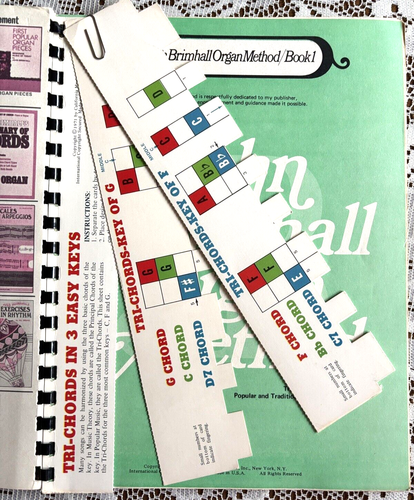 The John Brimhall Organ Method Book 1 1971 and Tri-Chord Cards Key of F - Picture 2 of 5