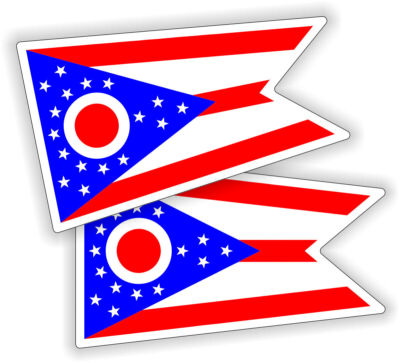 2x OHIO FLAGS Hard Hat Sticker Decal