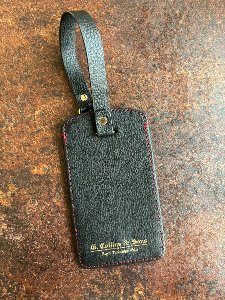 G Collins Sons Luxury Luggage Label Travel Tag- Real Leather