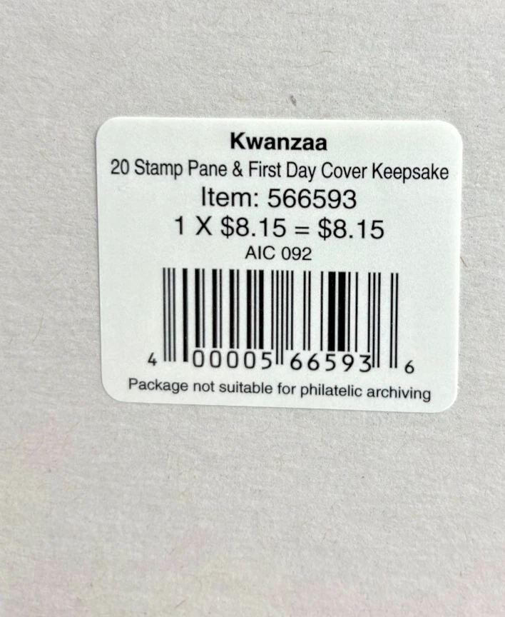 Kwanzaa 20 stamp pane .37c with First Day envelope Scott #3881  Mint Sheet MNH - Image 3 of 3