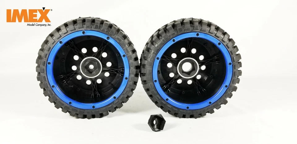 IMEX RC 1/5th K-Rock Tires w/ Front Pluto Beadlock Rims (Black/Blue)(1 Pair) - Image 3 of 4