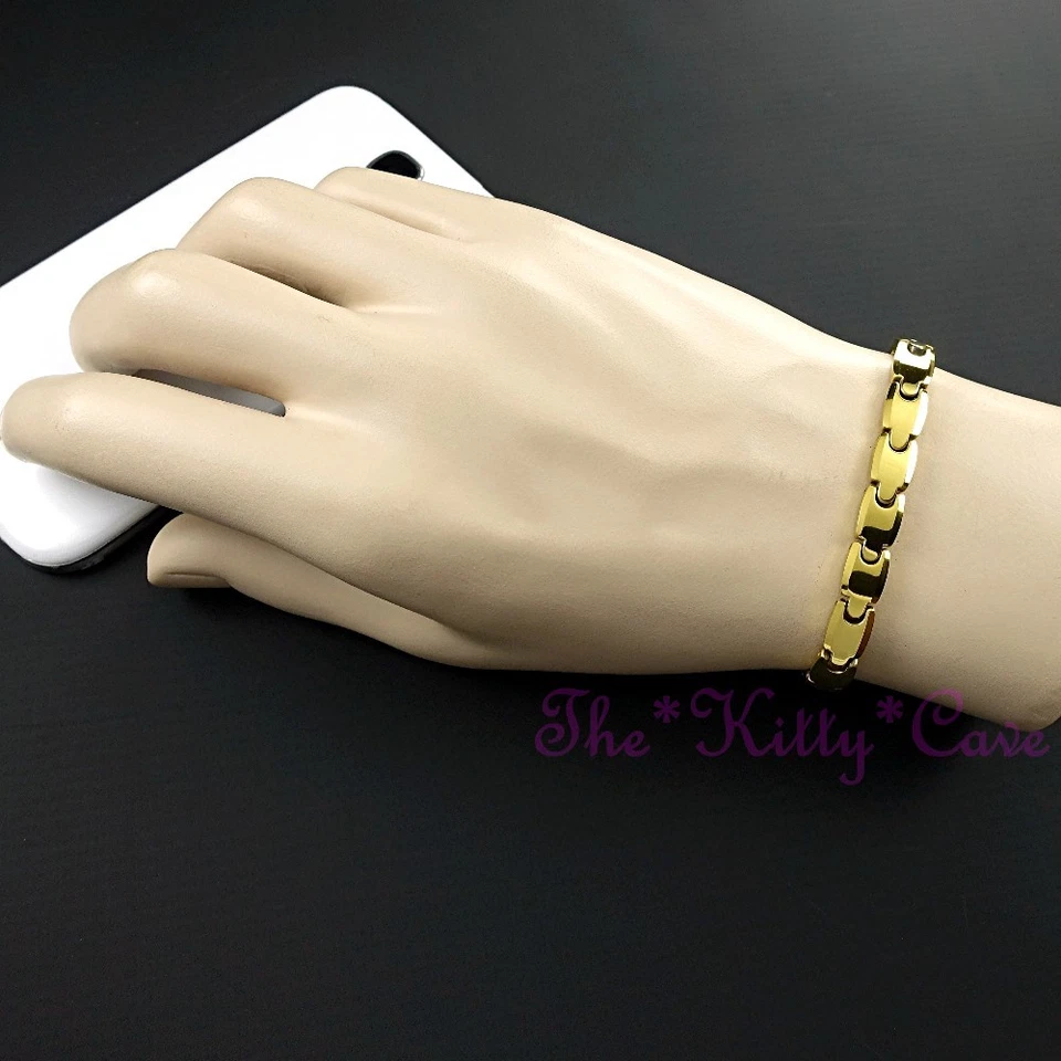 Kraftvoll Magnetisch Wolfram CTS Arthritis Schmerzen 24KGB Gold Dünn Bio Armband - Bild 4 von 4
