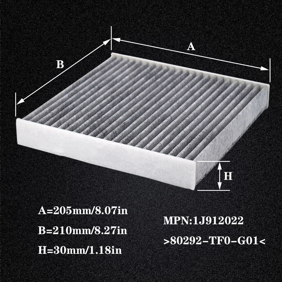 Filtro de aire de cabina de carbono 80292-TF0-G01 para Honda HR-V 2016-2024 1,8 L 2,0 L OE especificaciones Foto 4 de 4