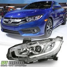 For 2016-2021 Honda Civic Halogen w/ LED DRL Projector Headlight Driver Side