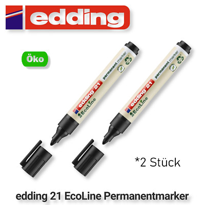 Edding 21 schwarz Permanent Marker EcoLine Stift wasserfest 2 Stück