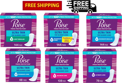 Poise Ultra Thin Incontinence & Postpartum Incontinence Pads, Size 3, 4, 5 & 6