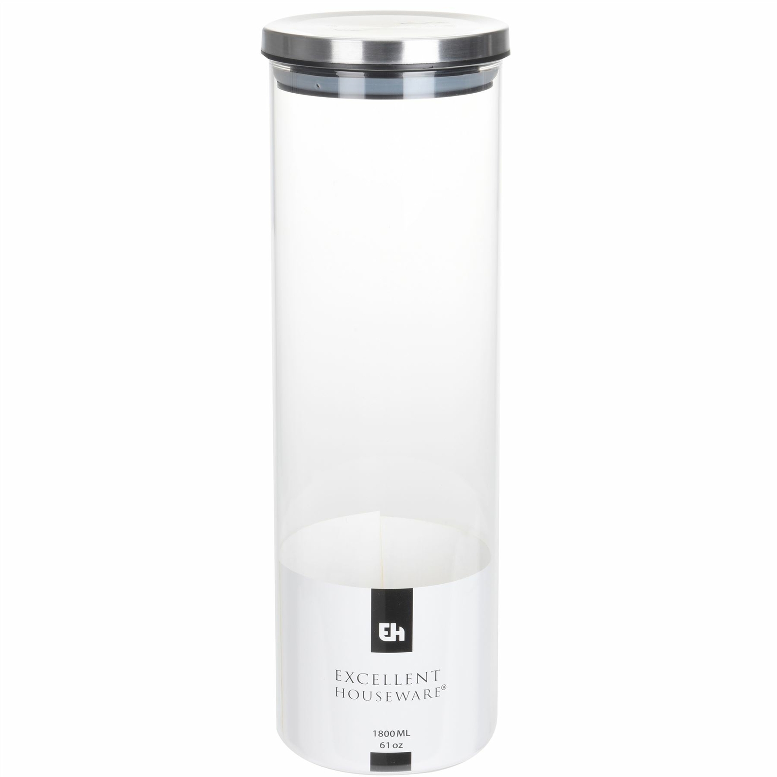 1800ml Round Glass Airtight Spaghetti Jar | Dry Food Storage Container & Lid