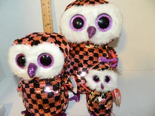 3 pc Lot SET 2019 CHECKS FLIPPABLES the Owl TY BEANIE BOOS sz MED + Reg + Clip