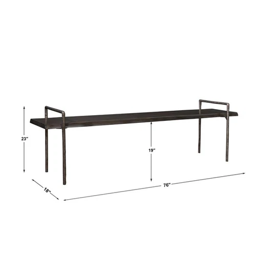Uttermost Chandos Modern Iron and Wood Bench in Dark Gray/Silver - Picture 6 of 6