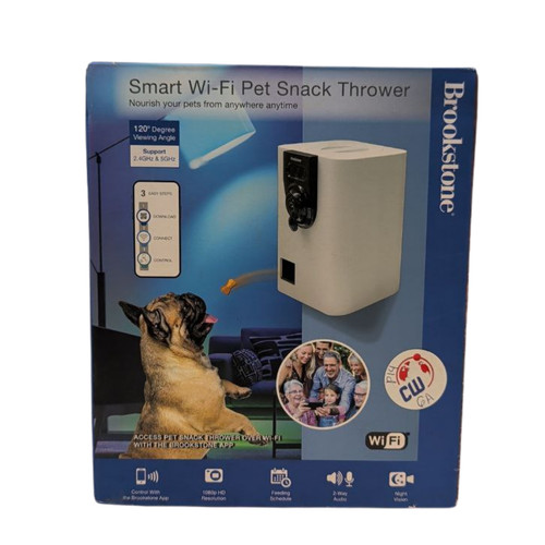 Bytech Brookstone Smart WiFi Pet Snack Thrower Interactive Treat Dispenser
