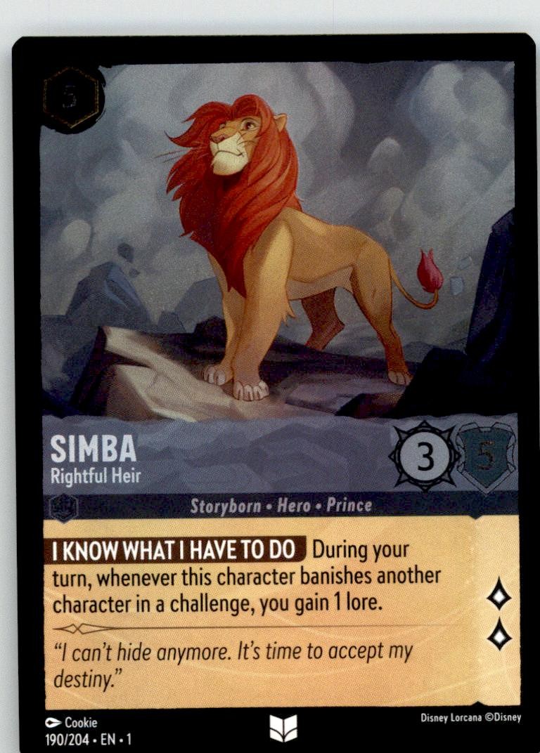 Simba - Rightful Heir 190/204 Uncommon The First Chapter Lorcana Near Mint