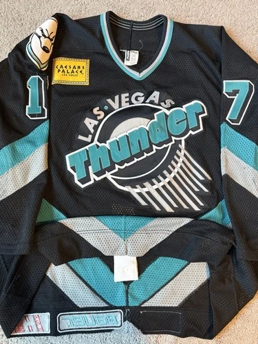 Game Worn Las Vegas Thunder Gendron IHL Bauer Hockey Jersey Used Black 54