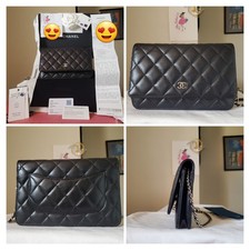 Chanel Classic Wallet On Chain  Black caviar Sil Hw Crossbody Bag  Receipt 2022