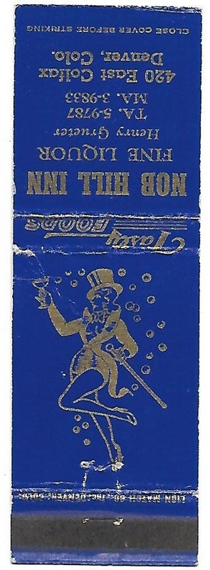 NOB HILL INN, LOUNGE, DENVER CO, GIRLIE IN TOP HAT COVER