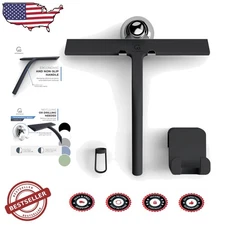 Modern 9" Glass Squeegee: Black, Streak-Free, Hygienic Silicone, Strong Suction