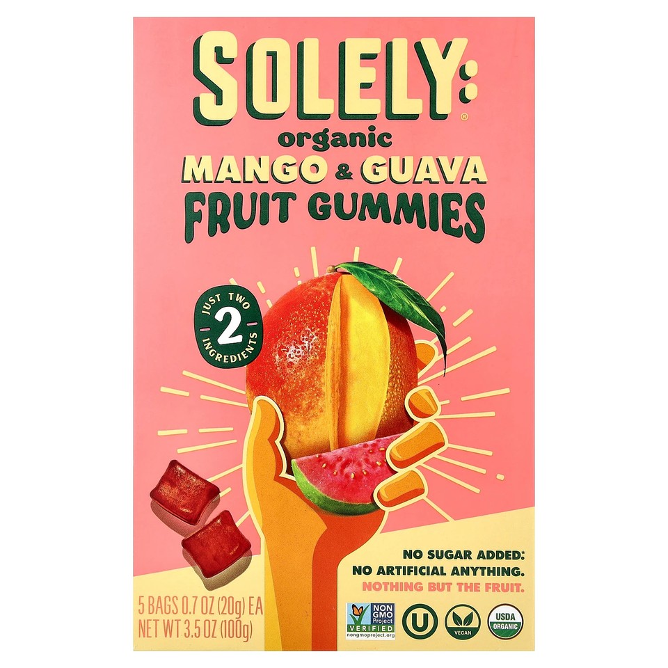 Organic Fruit Gummies, Mango & Guava, 5 Bags, 0.7 oz (20 g) Each