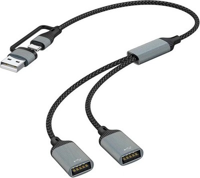 USB Type C Male To 2 USB Female Cord Converter USBC Splitter Y Cable for USB C