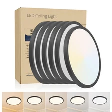 6 Pack 12" Flush Mount LED Ceiling Down Light 5CCT Ultra Thin Panel Lamp Fixture