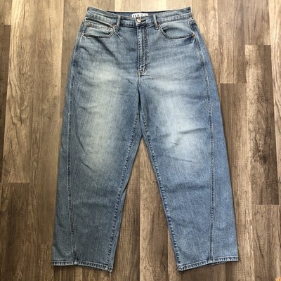 Daze Westward Barrel Leg Jeans Womens 30 Blur High Rise Cropped