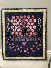 Handmade Quilt Tapestry Wall Hanging Cherry Blossom Art Blanket 48x42 Beautiful