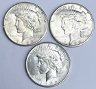 3 Coins-1922 Peace Dollars $1 Circulated Coins 90% Silver * San Francisco Mint