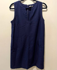 GAP Women's Navy Solid Sleeveless Round Neck Shift Dress Pockets S