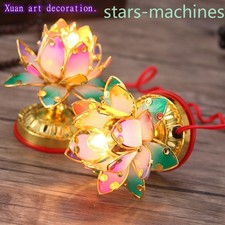 1pc Seven Color Lotus Lamp Red Desktop Buddhist Altar Decor Meditation Light