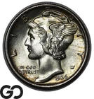 1936 Mercury Dime, Full Split Bands, Album Toner, Gem BU++ FSB