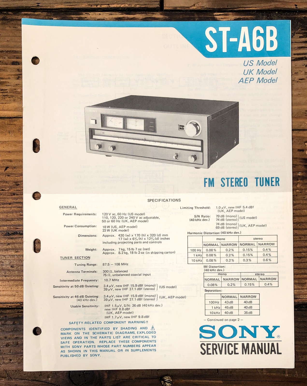 Sony st-a6b vintage audio equipment - eBay listing photo 3