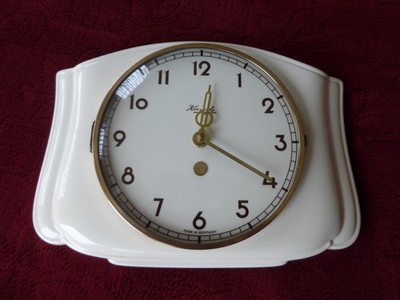 Alte Kienzle ELECTRIC Küchenuhr Keramik weiß voll funktionsfähig - VINTAGE