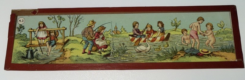 Antique Ernst Plank Magic Lantern Slide Summer Boating Fishing EP 93 Glass