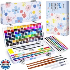 Caliart 128 Colors Watercolor Paint Set Portable, for Adults Arti