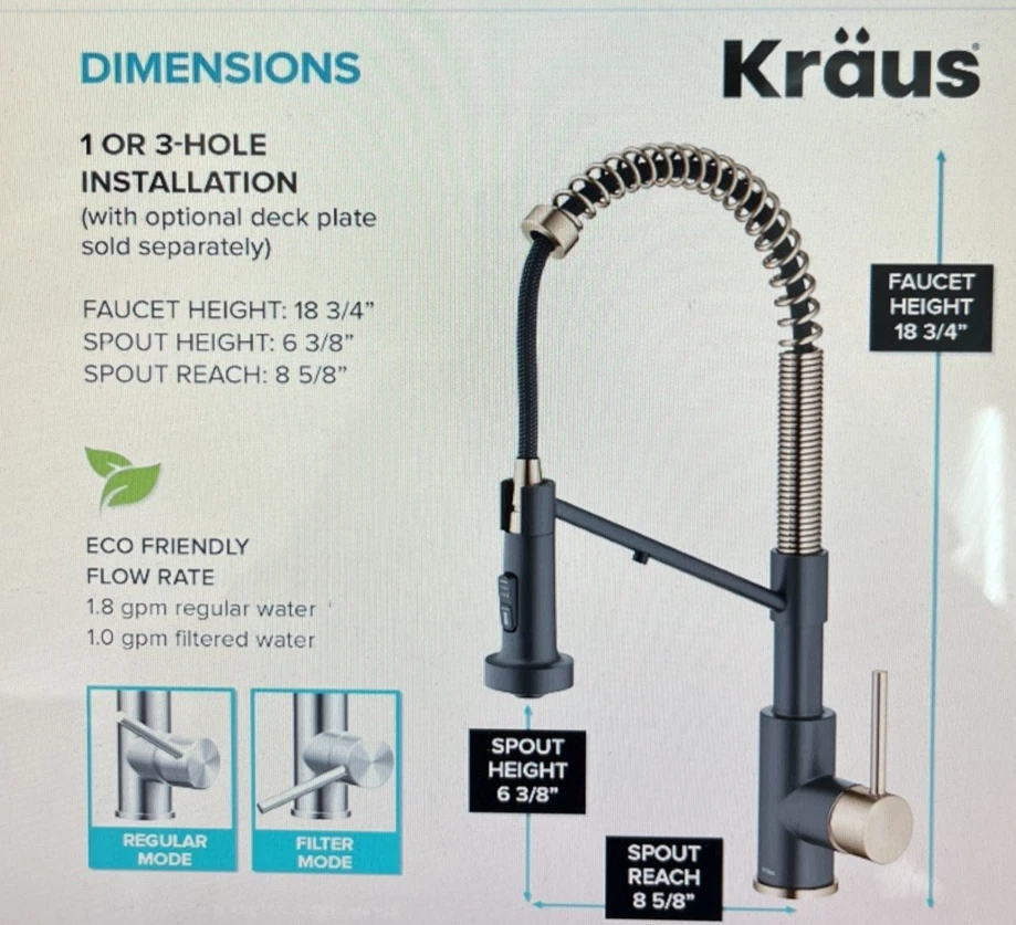 Grifo de cocina Kraus Bolden KFF-1610BBMB Foto 2 de 4