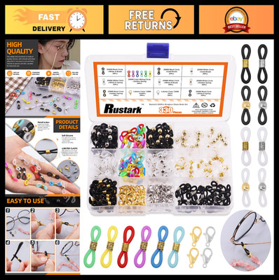 330Pcs Adjustable Silicone Eyeglass Chain Ends & Connectors, Anti-Slip Loops & C
