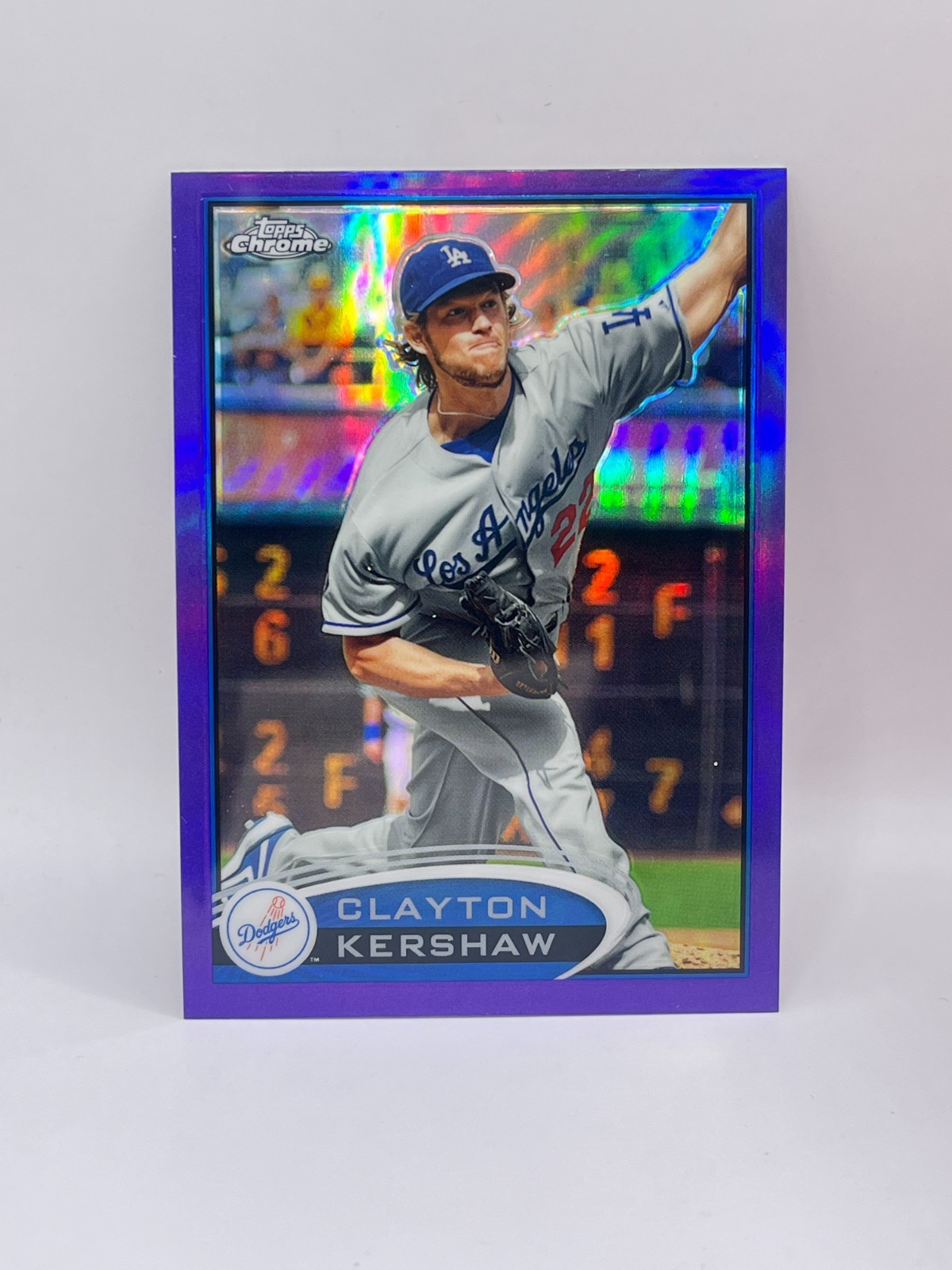 2012 Topps Chrome Clayton Kershaw #112 Purple Refractor Los Angeles Dodgers