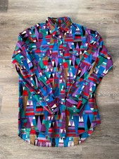 Vintage Wrangler Geometric Print Cowboy Cut Western Shirt Vintage Long Tails O3