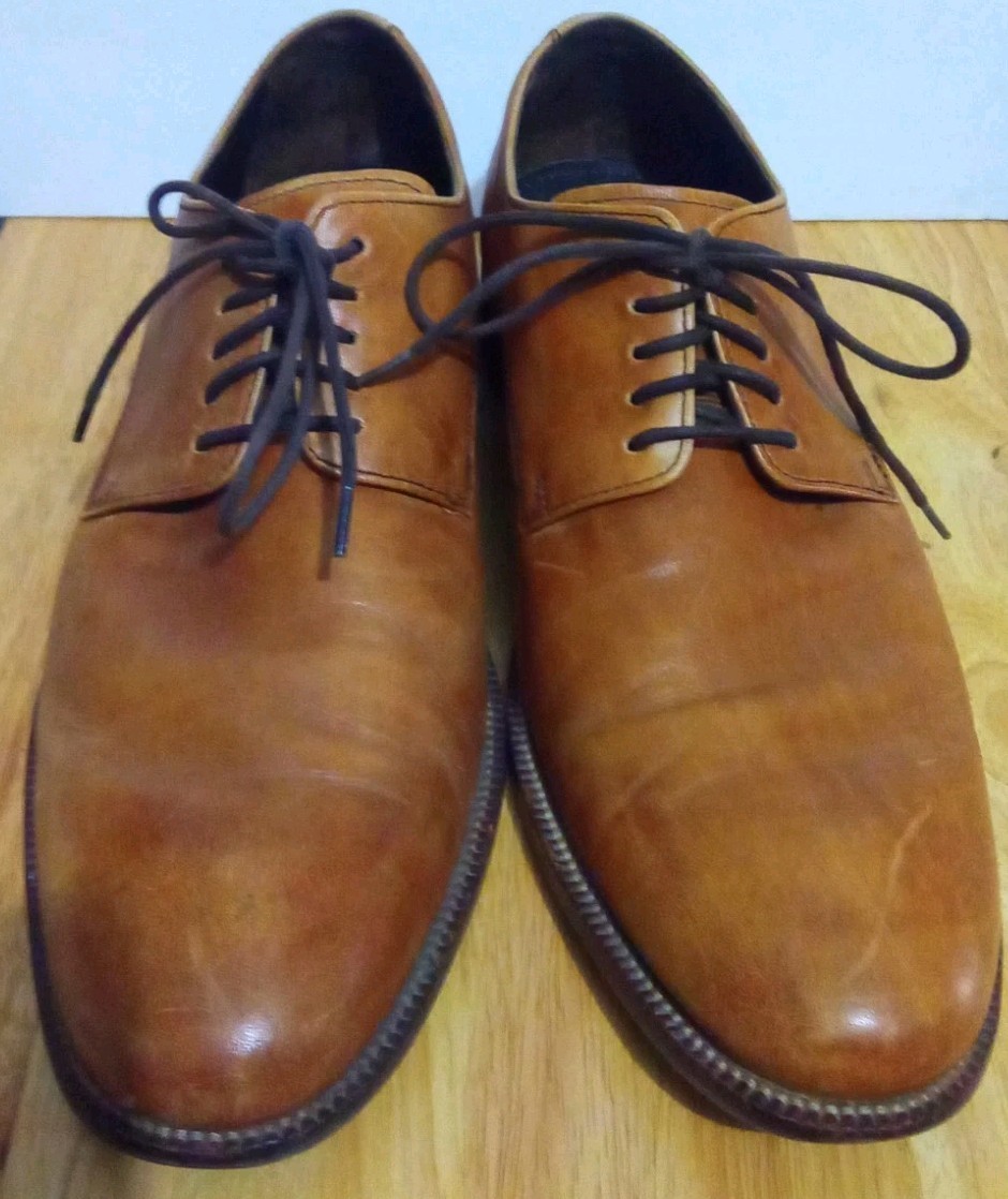 Cole Haan Dress Shoes Men 10.5 Tan Brown Leather Lace Up Round Toe Casual Oxford