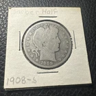 1908 S  Barber Half Dollar silver 1/2 dollar
