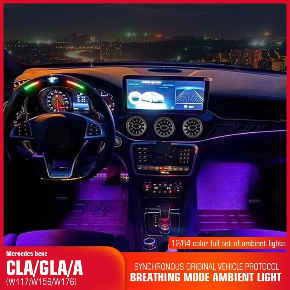 Para Mercedes Benz W176 W117 X156 painel led luz ambiente interior acabamento LED 2013+ - Imagem 2 de 4