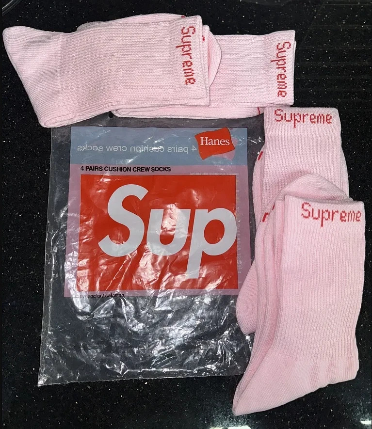 新品Supreme Hanes pink socks 4PACK 810207_01.jpg.jpeg