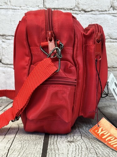 Sacs d'action vintage rouge 3 voies fourre-tout sac bandoulière dix-sept promo neuf avec étiquette années 1990 - Photo 4/8
