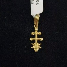 Pendente Oro 18K 750 Mls. Croce Di Caravaca Mini Anello Piatto