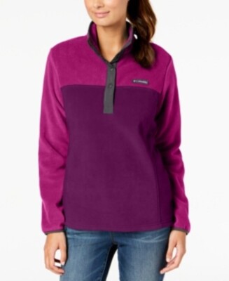 Columbia Three Lakes  Colorblocked Fleece Pullover Raspberry Purple Size XS