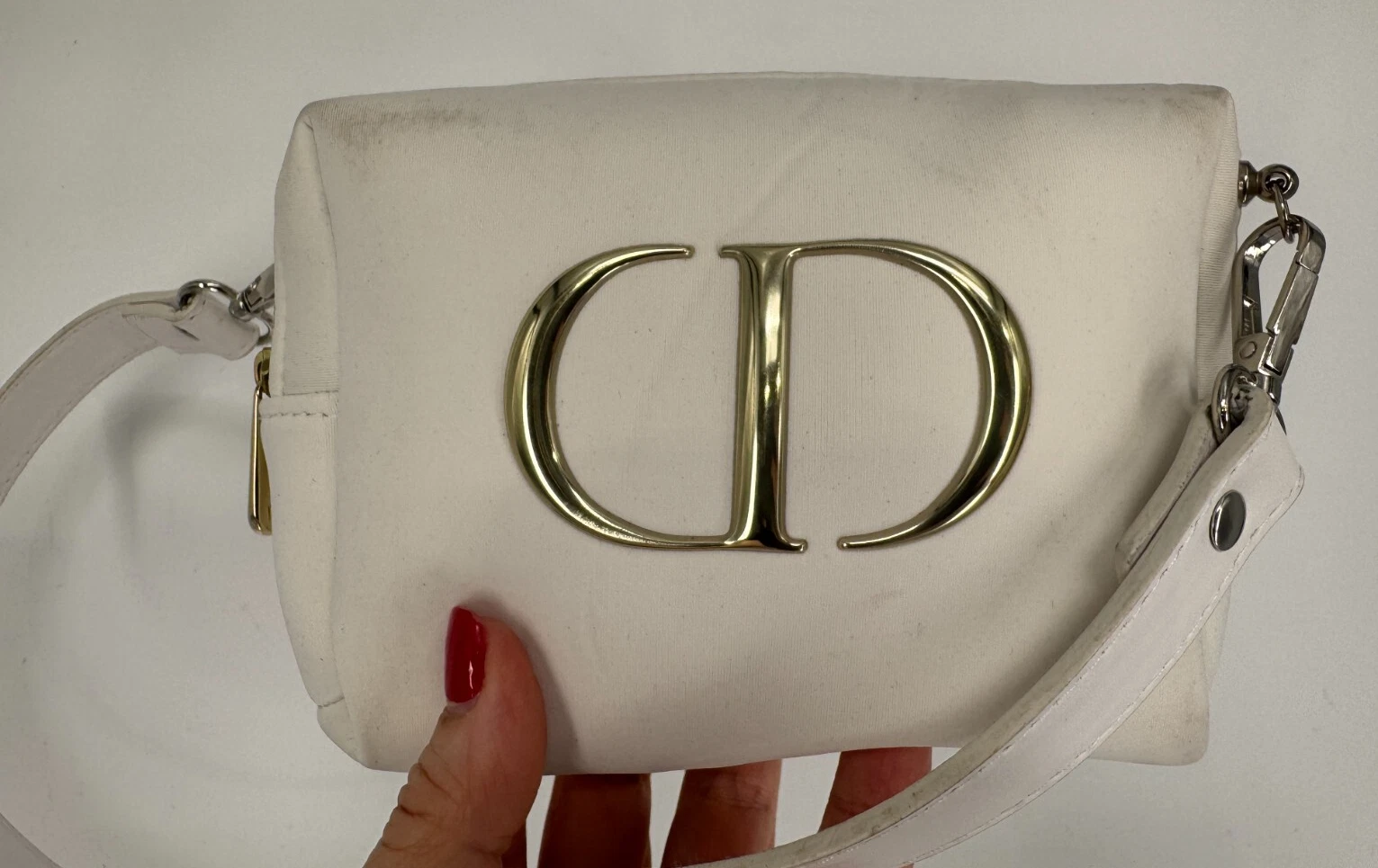 Borsa DIOR bianca piccola nylon bianco argento logo CD borsa a tracolla borsetta borsetta