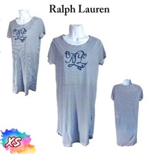 NWOT Lauren Ralph Lauren Striped T-Shirt Sleep Shirt Nightgown Blue XS