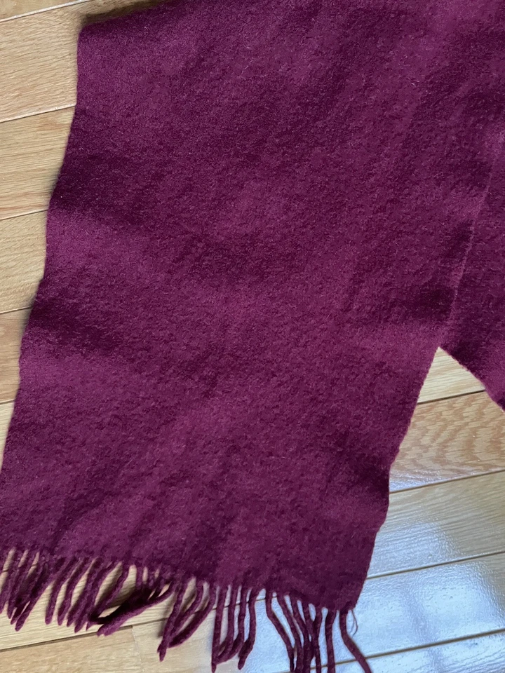 YSL Yves Saint Laurent 100% Lana Bufanda Unisex Italia Granate Bordado LOGO Foto 4 de 4