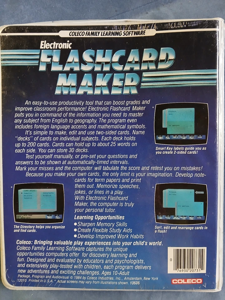 Electronic Flashcard Maker (1984) Coleco ADAM Family Learning Software NEW!✅ - Image 2 of 4