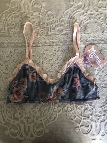 New $55 Show Me Your Mumu Undermu’s Bra Womens XSmall Pink Gray Lace Floral K20 - Picture 1 of 9