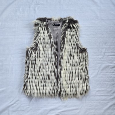 Dor Dor Couture Anthropologie Faux Fur Vest Gray Womens Size M Modacrylic